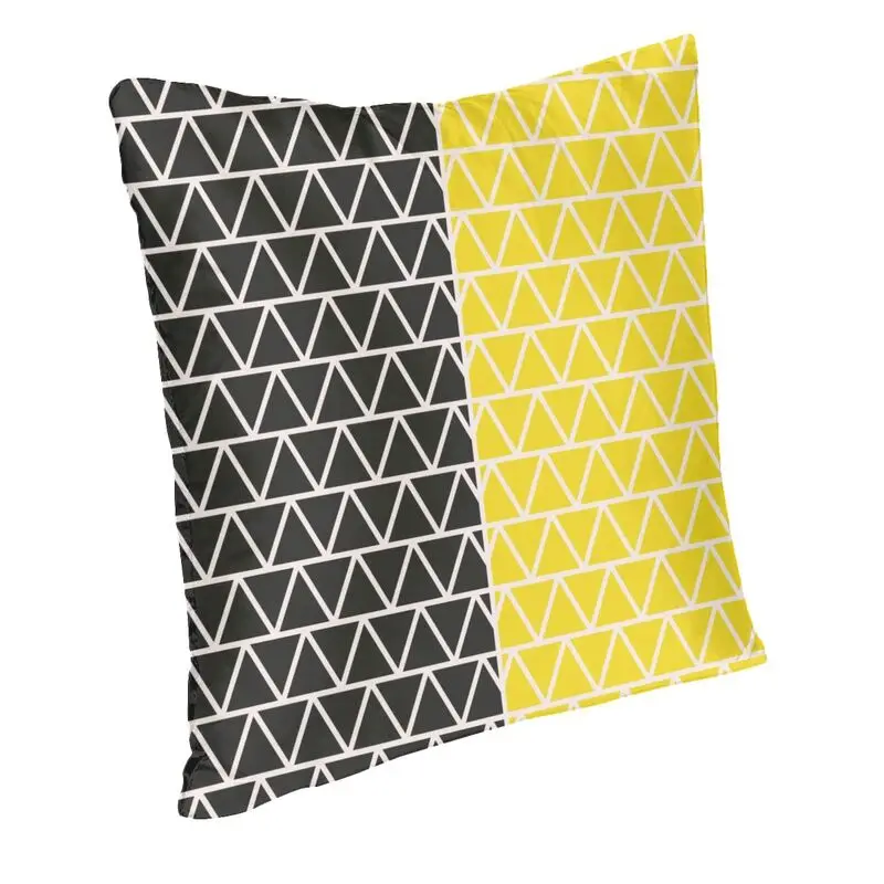 Yellow And Black Geometric Pattern Cushion Cover 40x40cm Geometry Modern Soft Velvet Modern Pillow Case Home Decor