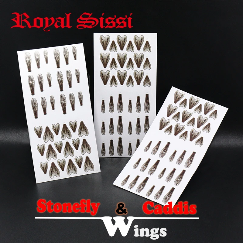 Royal Sissi 108 sztuk zestaw super realistyczne muchy dla dorosłych skrzydła stonefly i caddis mucha wiązanie skrzydeł pstrąg mucha przynęty wędkarskie materiały wiązujące