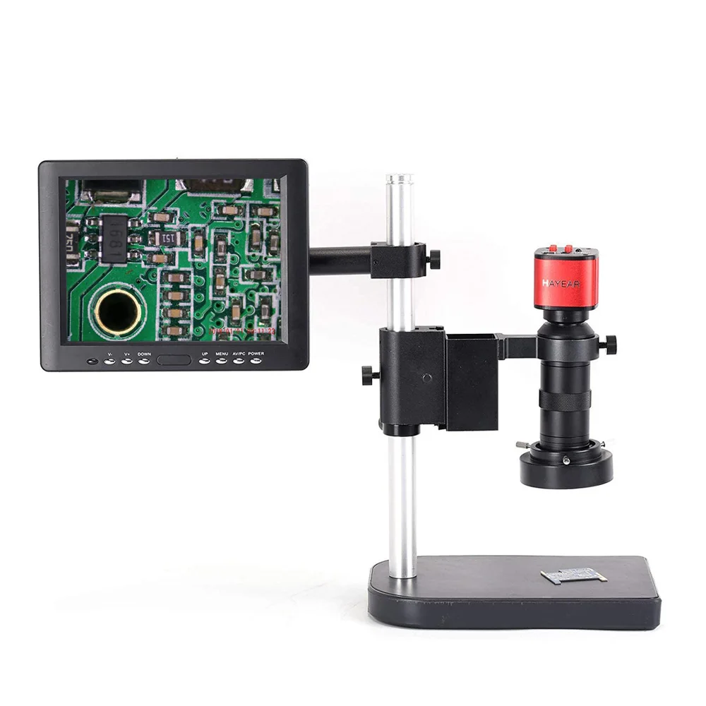 1080P 16MP HDMI Industrial Digital Video Microscope Camera + 100X C mount Lens + 40 LED Ring Light + Stand For PCB CPU Soldering