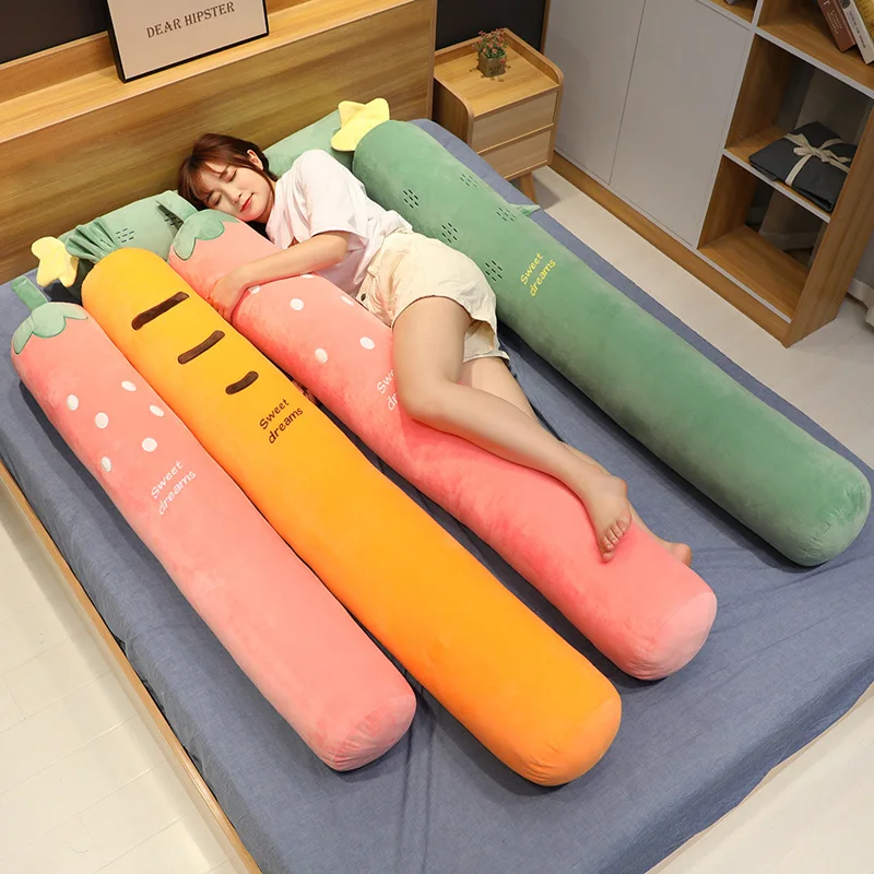 Cartoon Long Sleeping Pillow Stuffed Plants Strawberry Carrot Bed Pillow Cushion