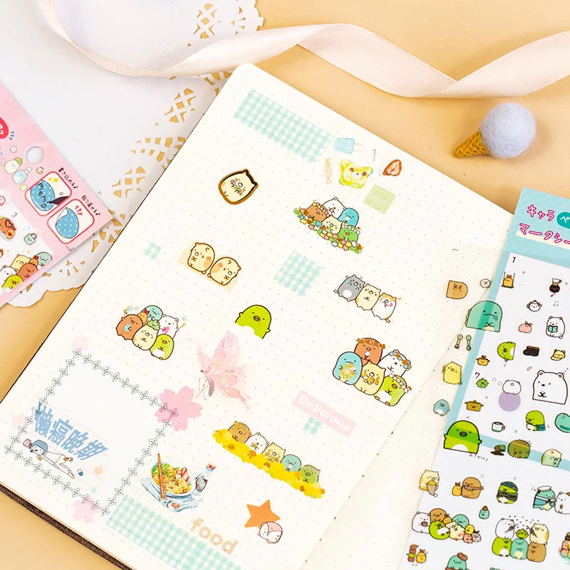 Mohamm Relaxing Bear Series Kawaii Cute Sticker Custom Stickers Diary Stationery Flakes Scrapbook DIY Decorative Stickers