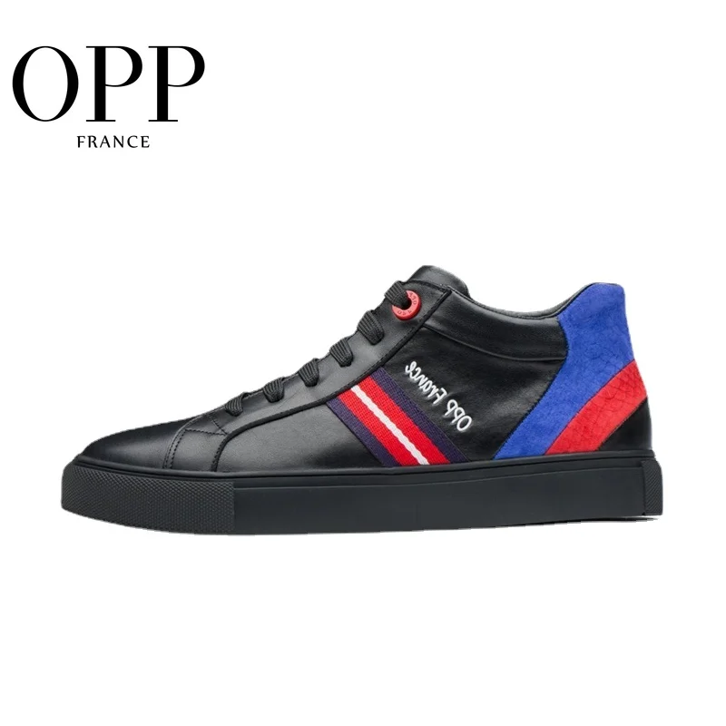 

OPP Men's Shoes Hip-hop Casual Men's Skate Shoes Lace-up Boots Breathable Leather Mixed Color Shoes