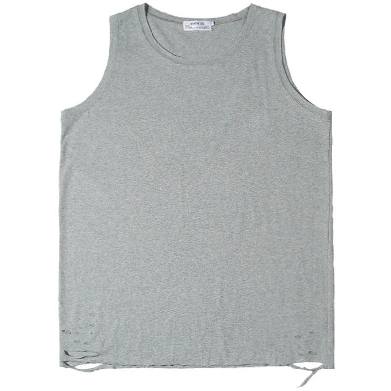 Men's summer European and American classic loose pure color sleeveless T-shirt with a versatile base of large size vest