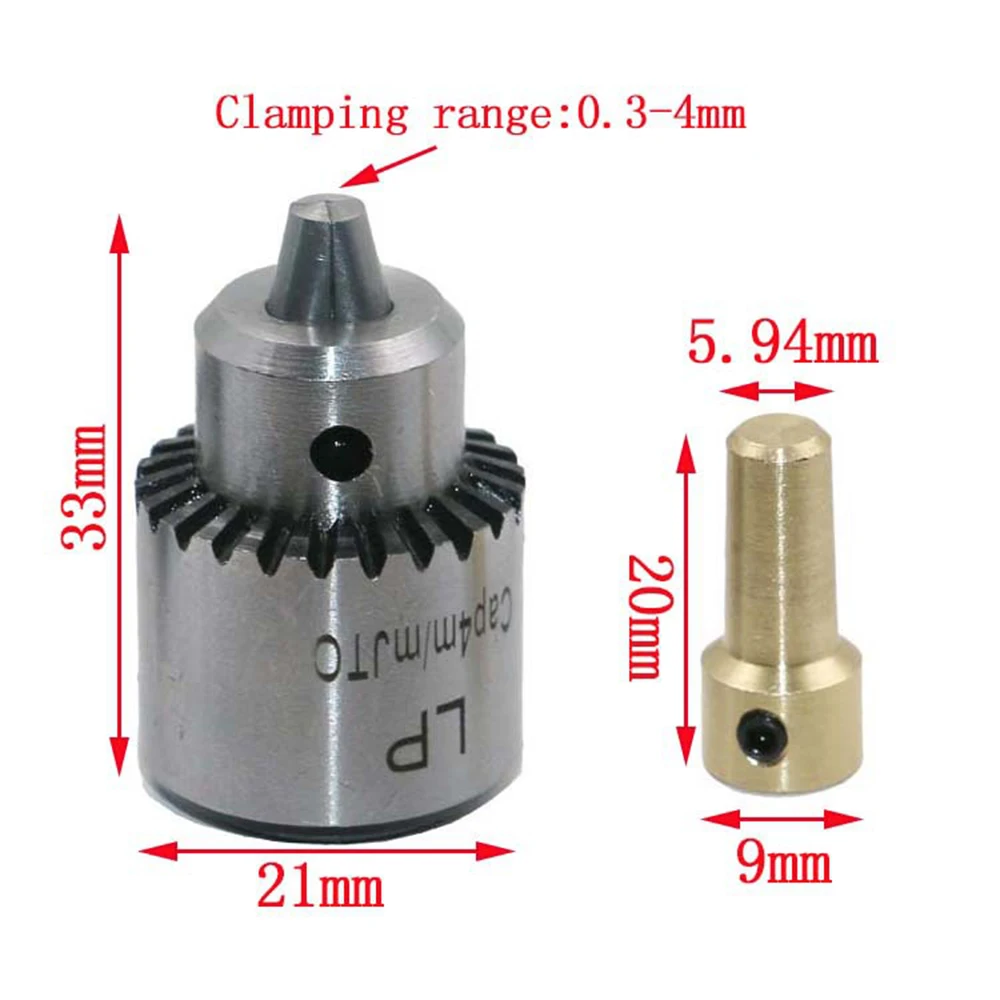 Mikrobohrfutter, Motorbackenklemmung, 0,3–4 mm, kegelmontierte Spindel, 3,17 mm Schaft, stabiler Schlüsselhalter, Bohrfutter montiert