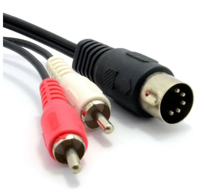 Great-Q  5pcs  5pin 5P DIN to 2 RCA Male Adapter Cable Audio Video AV Cables for Electrophonic Bang , Quad Stereo Systems