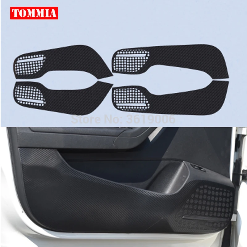 TOMMIA For VOLKSWAGEN VW Jetta 2013-2017 Car Inside Door Cover Scratch Protection Anti Kick Pads Carbon Fiber Stickers 4pcs