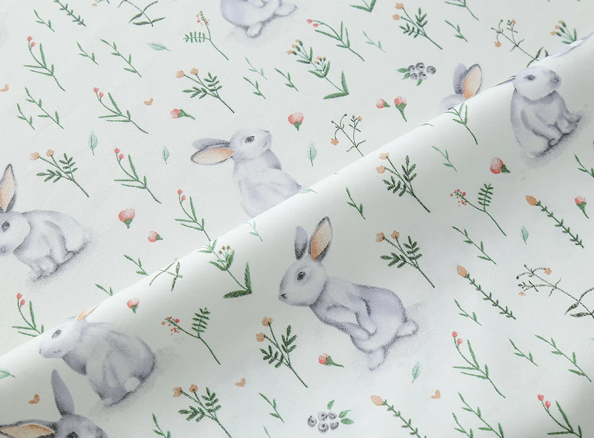 Rabbit Printed 100% Cotton Fabric DIY handmade sewing craft patchwork quilting Baby Dress home decor tissus tecidos cloth tilda