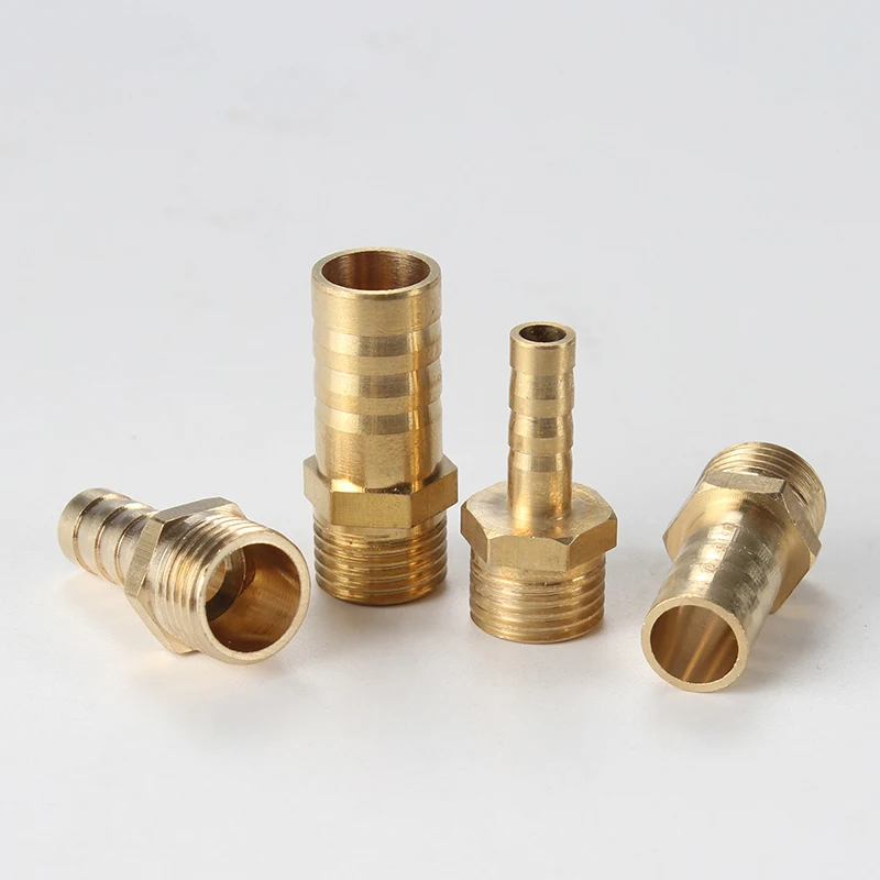 Raccordo per tubo in ottone 4mm 6mm 8mm 10mm 12mm Tubo flessibile con coda 1/8 "1/4" 1/2 "3/8" BSP Connettore maschio Giunto Adattatore accoppiatore in rame