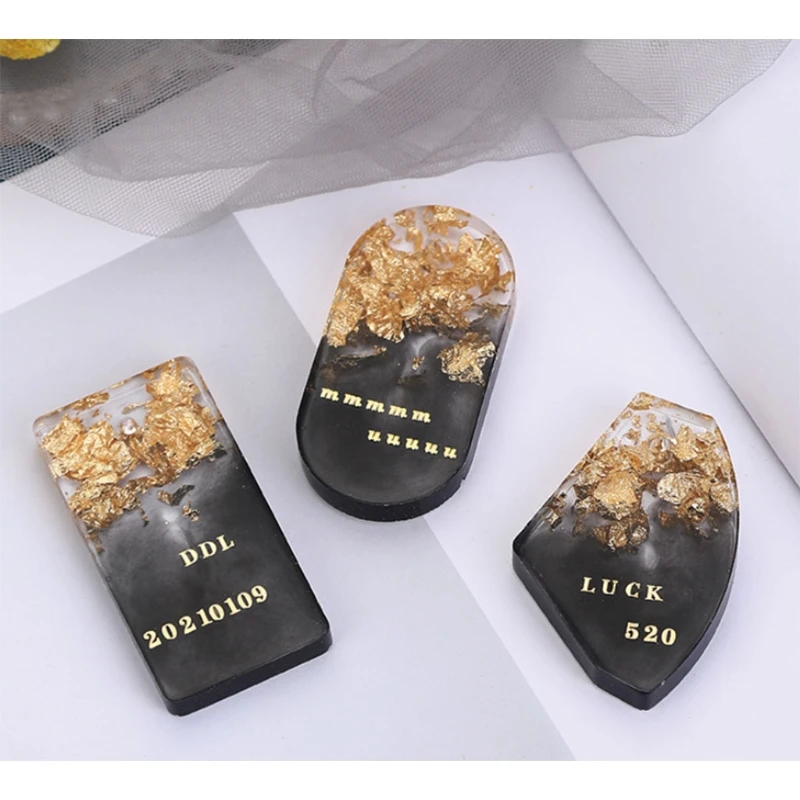 금속 영어 글자 스티커 에폭시 수지 몰드 필링 보석 만들기 필러 재료 DIY 아트 공예 장식, 5 장