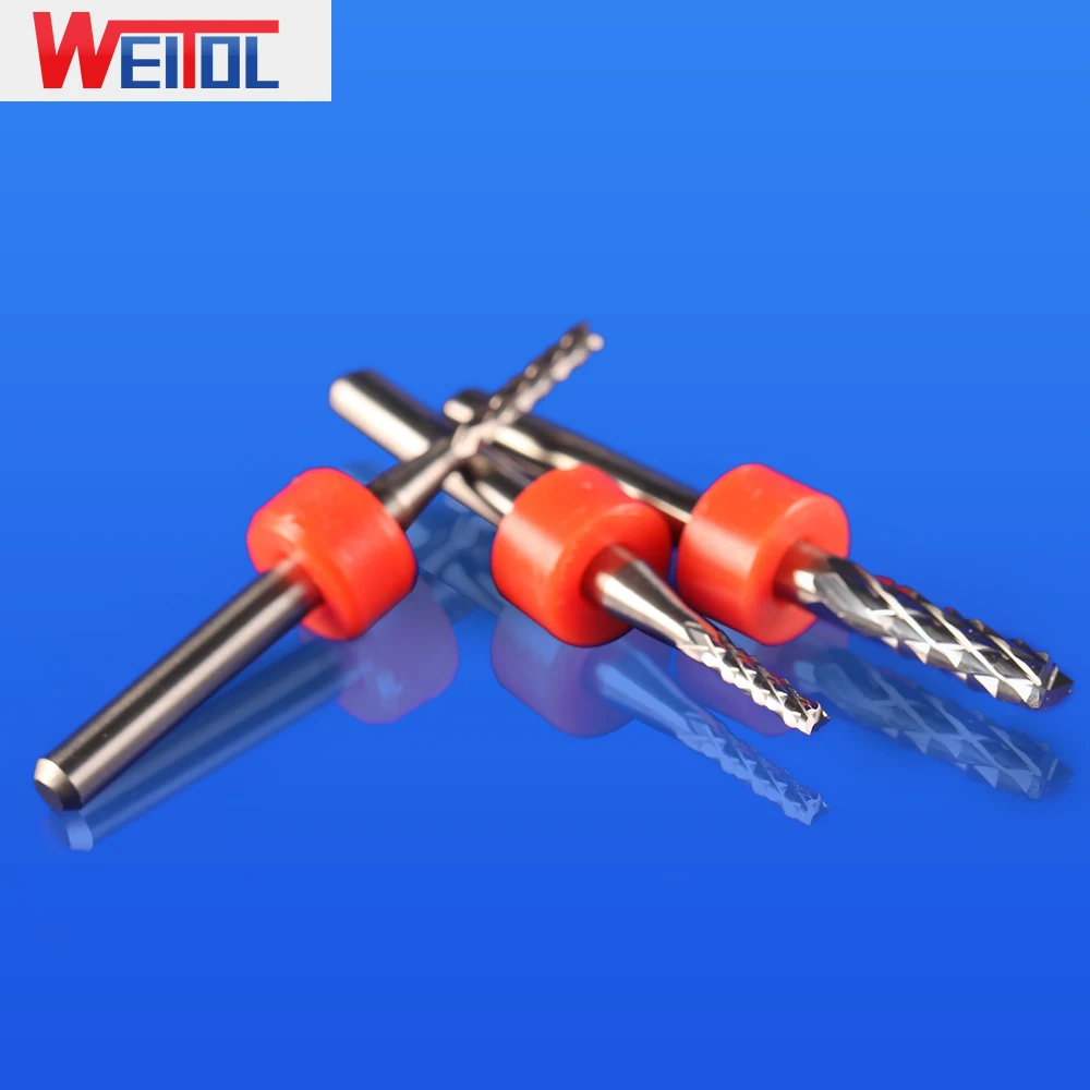 WeiTol 10 sztuk/partia 3.175 mm frez PCB z pierścieniem ustalającym frez do kukurydzy PCB Bit obwód płytki mikro wiertło
