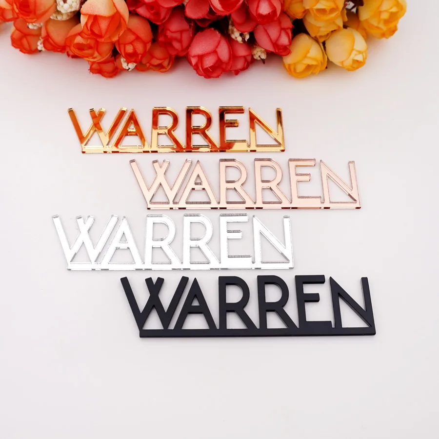 

1pcs Custom Wedding Party Name Tag Acrylic Mirror Personalized Baby Shower Birthday DIY Table Setting Mark Place Banquet Party