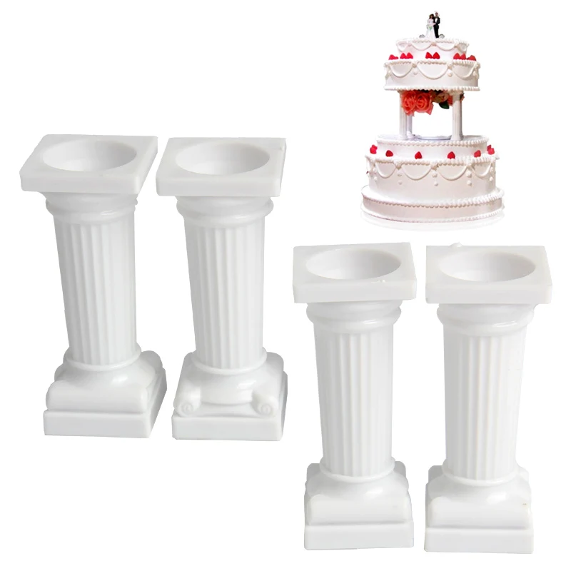 

Free Shipping Plastic 4pcs Rome Column Cake Decoration Molds Set Kitchenware DIY Tool