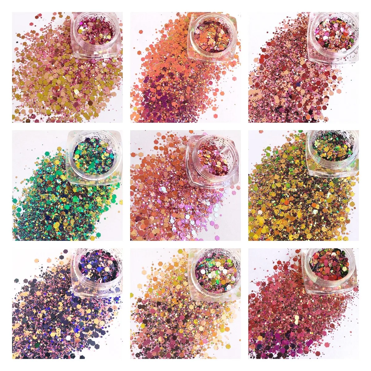 500g Colorful Hexagon Changing Color Sequins Eye Face Crafts Nail Tumblers Art Chameleon Color Shift Glitter Chunky Powder Bulk