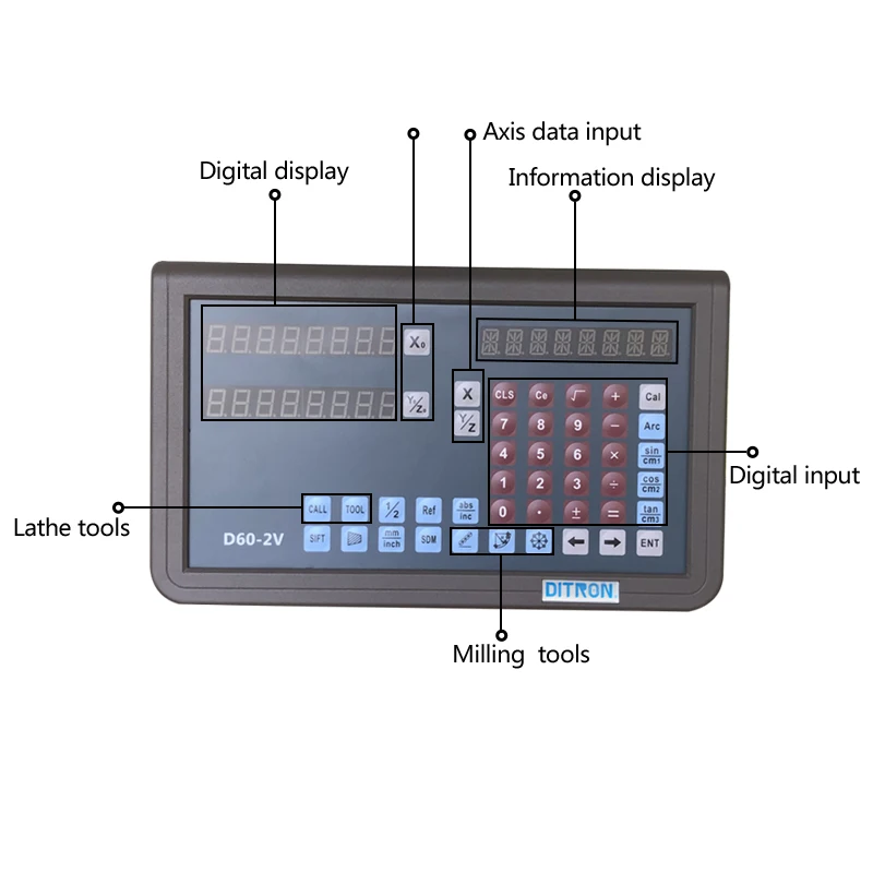 9pin TTL  Metal Shell 2 Axis Milling Machine Lathe Machine  Digital Readout Display Dro  with Bracket