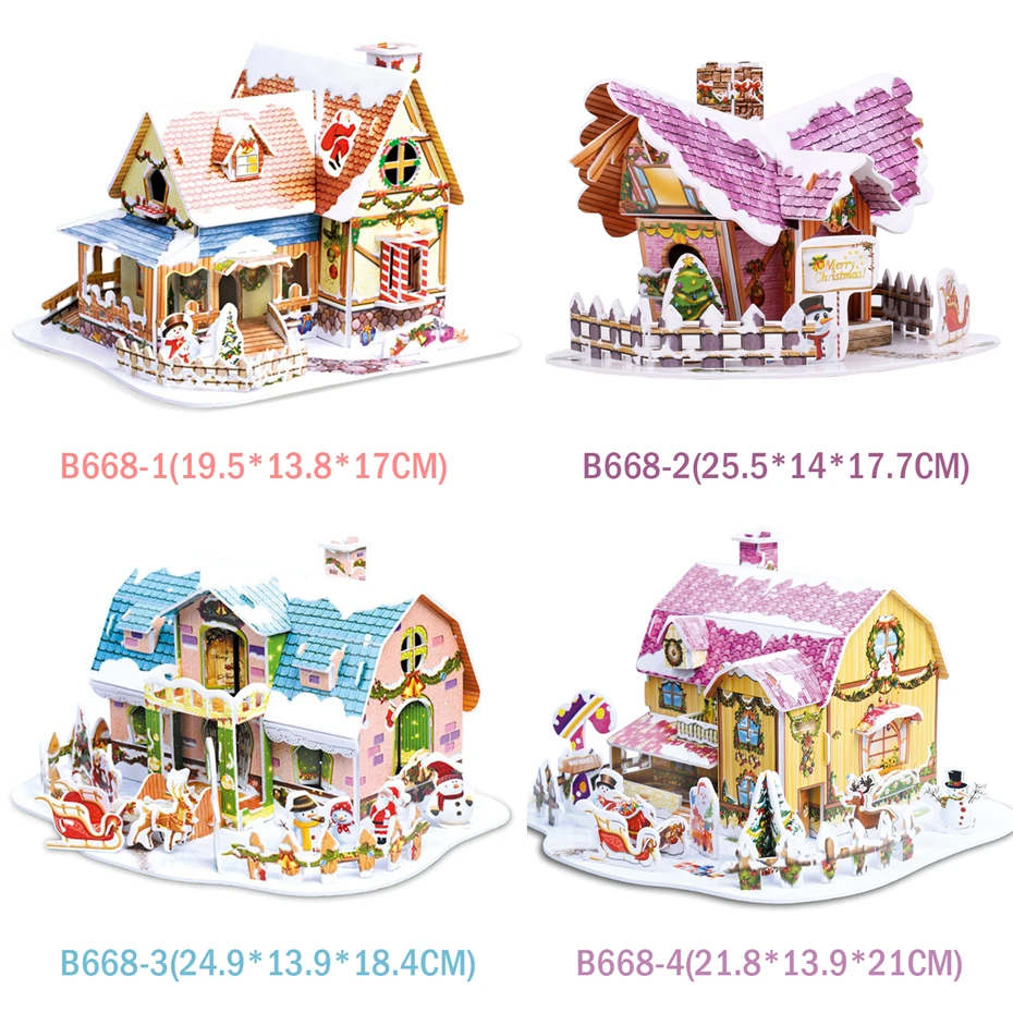 MEOA NEW Christmas Houses Sets 3D Puzzle DIY Construction EVA Cardboard Jigsaw Puzzle  Juguetes La Casa De Papel Christmas Gifts