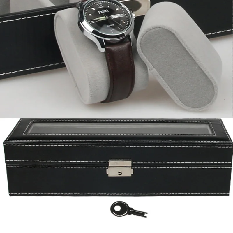 Hot Quality PU Leather Watch Boxes Storage Organizer Box Luxury Jewelry Display Watch Case Black Watch Organizer