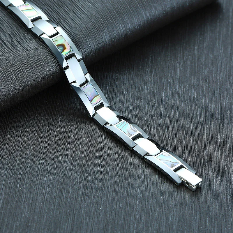 OKtrendy Tungsten Bracelet Men Shell Hematite Magnetic Bracelet Health Energy Chain Link Tungsten Bracelet for Arthritis Healing