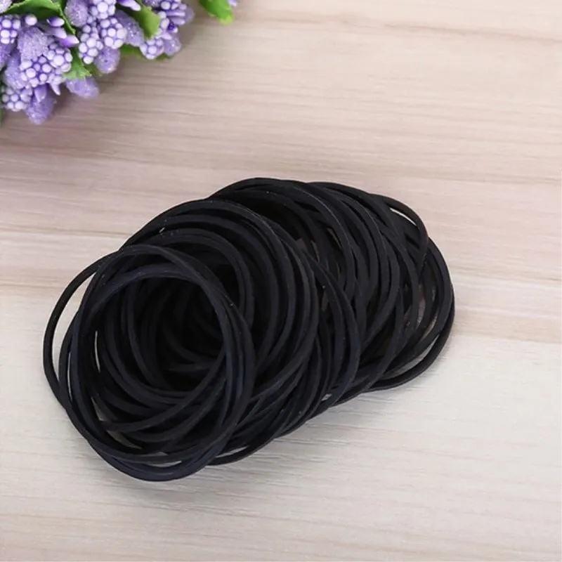 Zwart Elastiekjes Elastische Haarbanden Stretchable Stevige Rubber Band Ring Lus Voor Thuis Bank School Kantoorbenodigdheden Ambachten 38Mm * 14Mm