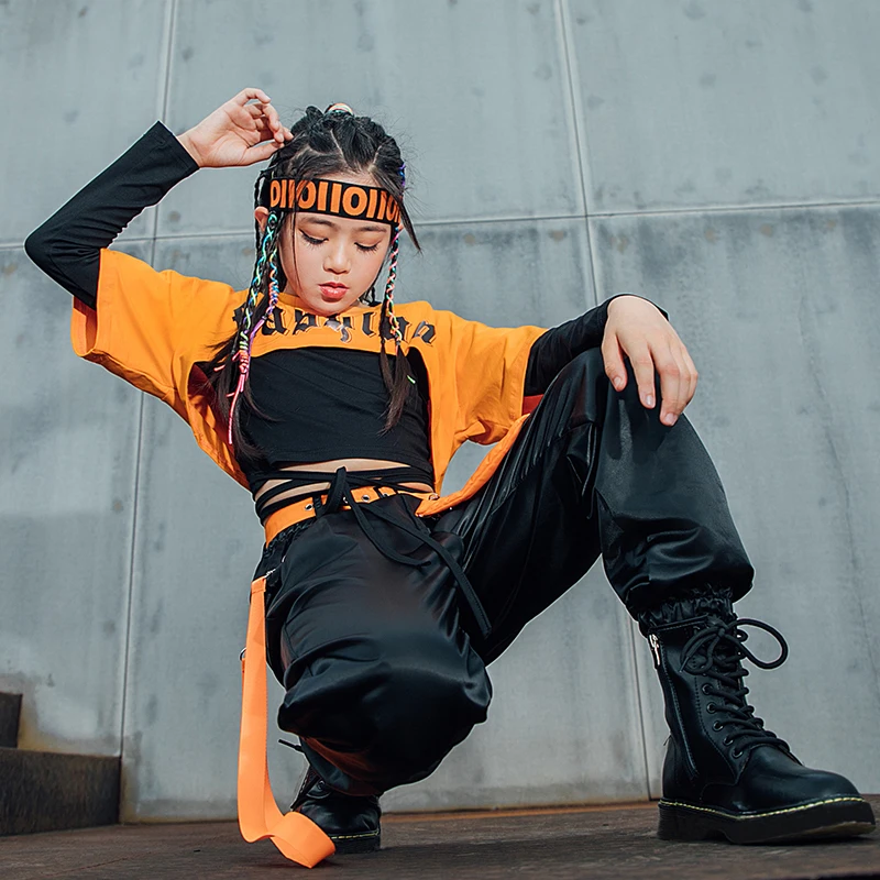 Jazz Dance Kleidung Für Mädchen Overalls Hip Hop Kostüm Tops Cargo Hosen Jazz Leistung Outfits Street Dance Rave Kleidung BL7104