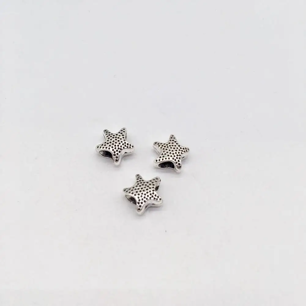 19 pcs starfish Charms Antique silver Color ocean big hole bead Pendants Making DIY Handmade Bracelet Tibetan Finding Jewelry