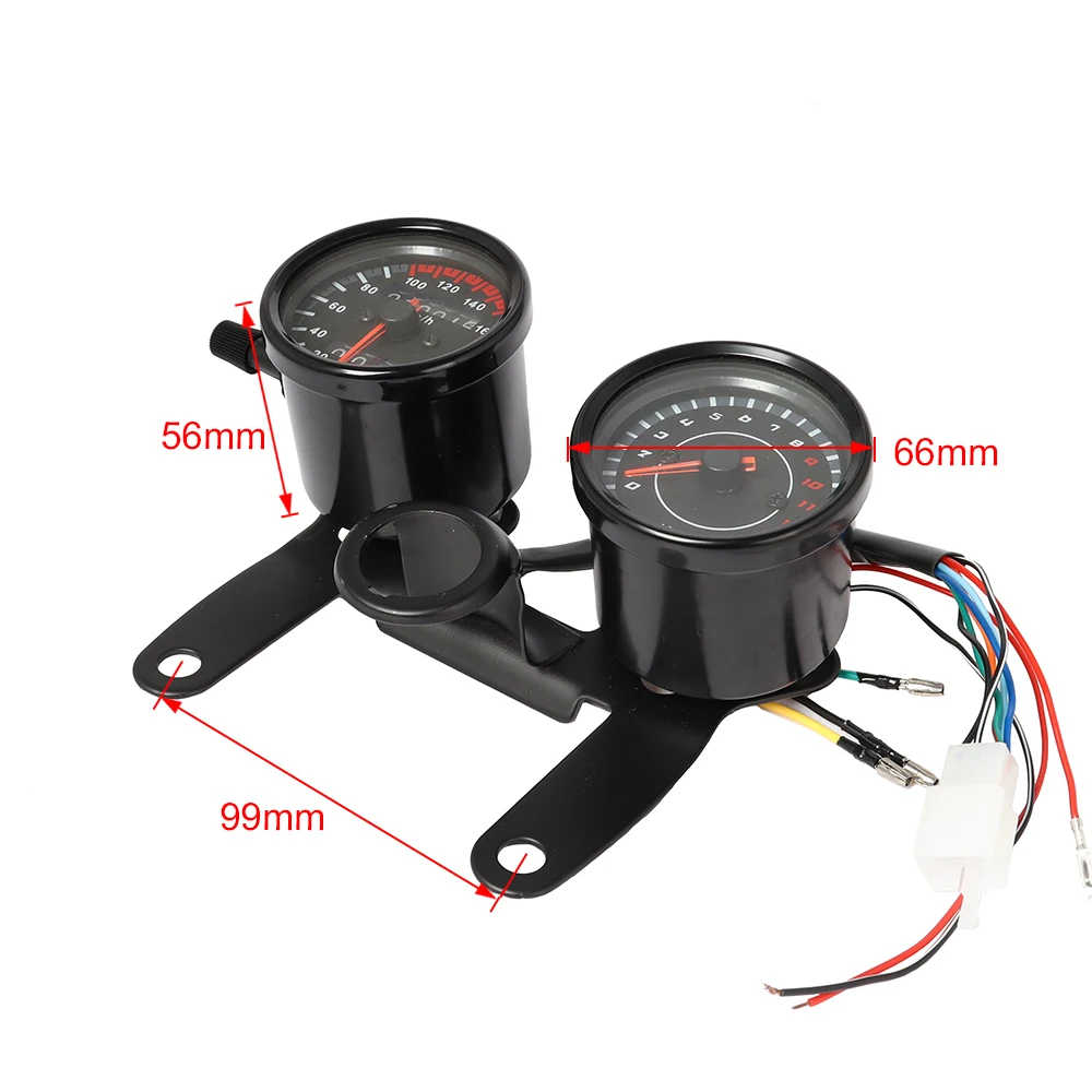 Picture 3: 2 in 1 Motorcycle Odometer Speedometer Tachometer Modified LED Speed Meter Gauge Motorbike Odometer Universal For Cafe Racer
