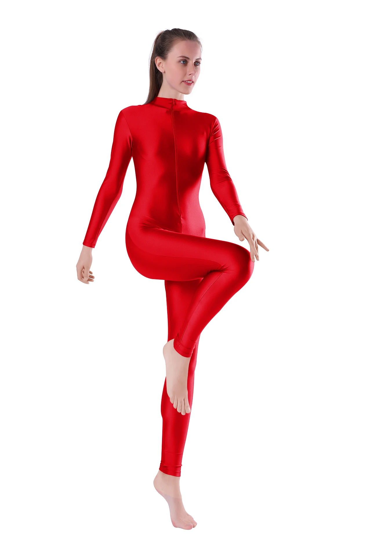 SPEERISE Người Phụ Nữ Toàn Thân Dài Tay Thun Unitard Bodysuit Trưởng Thành Cao Cổ Zentai Ba Lê La Tinh Yoga Dance Mặc