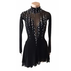 LIUHUO Ice Figure Skating Dress Girls Youth Black Spandex Kids Competition Ballroom Dance Gym Skirt Wholesale