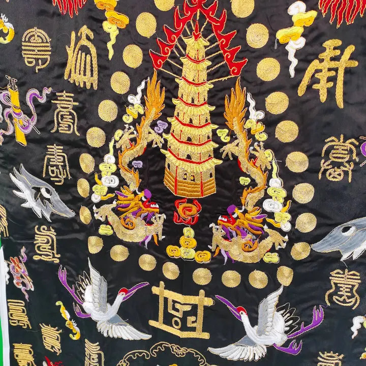 Taoist supplies, small sleeve five thunder Dharma clothes, Handmade Gold Silk Dharma clothes, black, Taoist Dharma objects