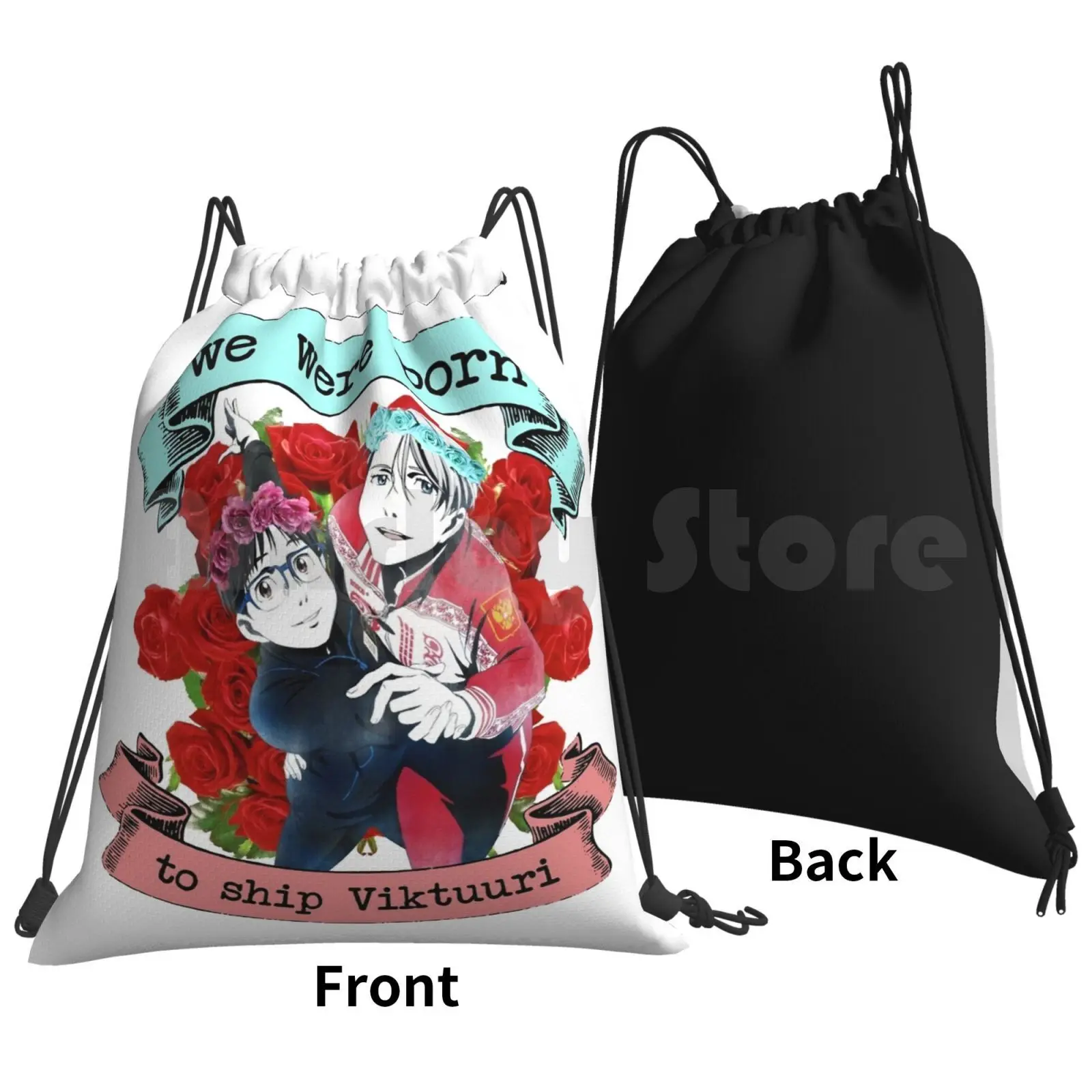 We Were Born To Ship Viktuuri Backpack Drawstring Bag Riding Climbing Gym Bag  On Ice Viktuuri Victuuri Viktor Nikiforov