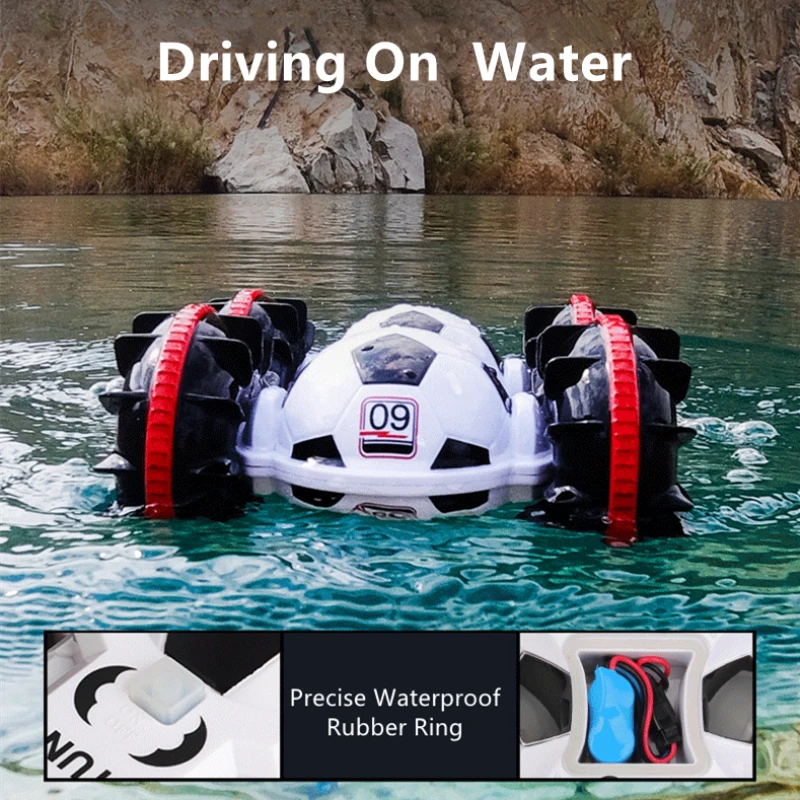 Football Amphibious Stunt Climbing Vehicle 2.4G Waterproof Double-sided Rolling Remote Control Car Children's electric Toy