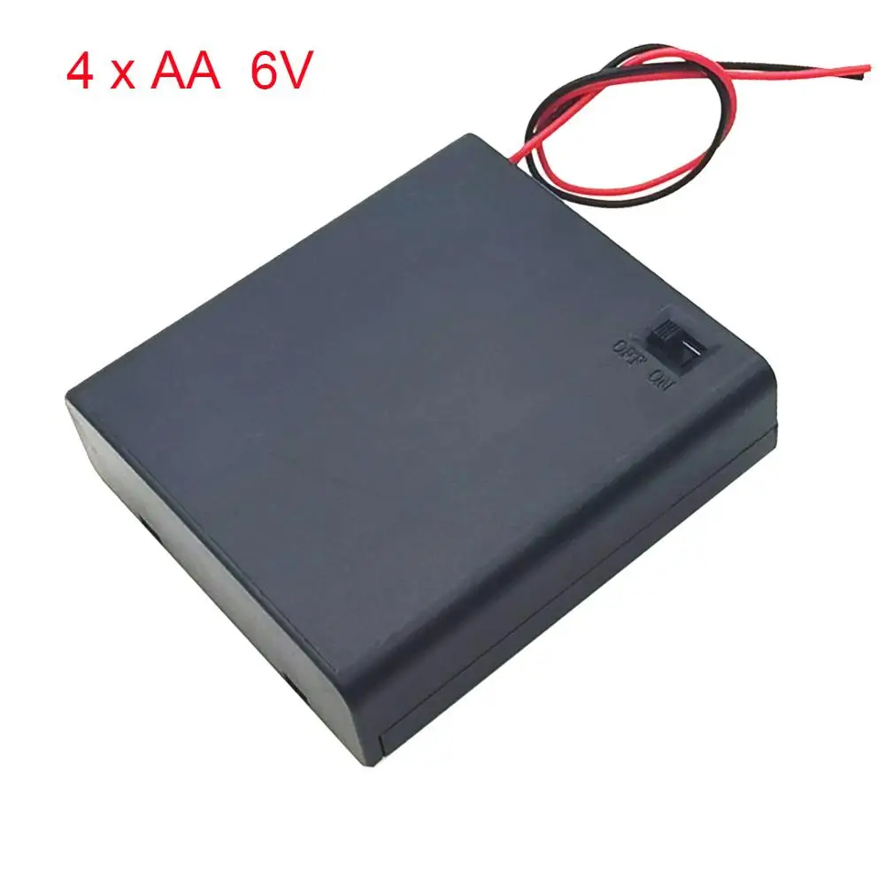 4 X AA 6V Battery Holder Case Slot Holder Plastic Storage Box With OFF/ON Switch Wires For RC Parts For Output DC 6V