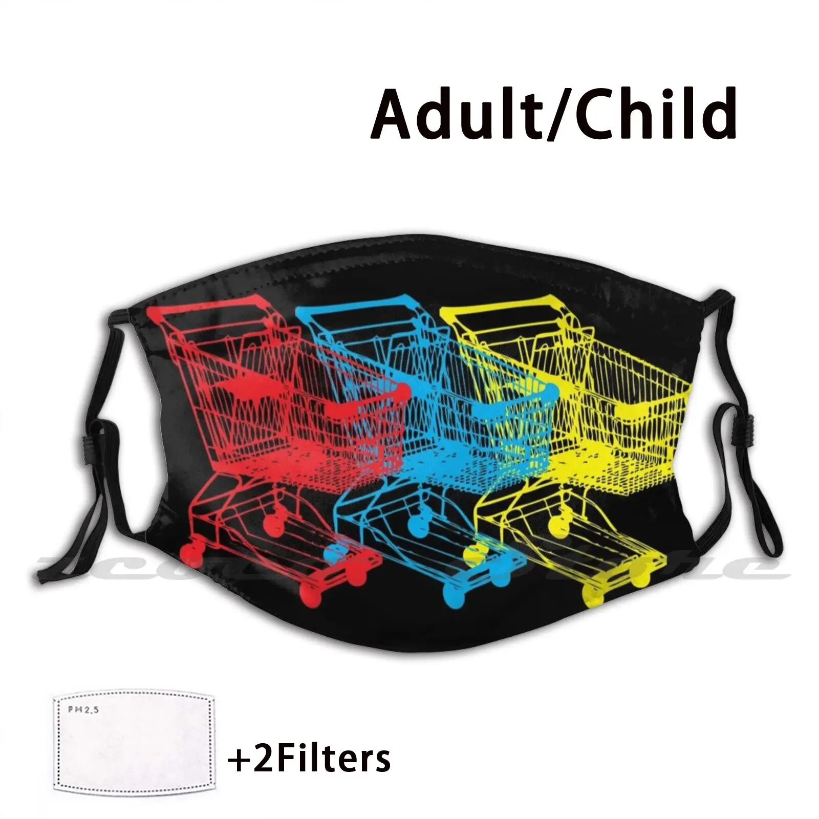 

Lost In The Supermarket ( ) Washable Trending Customized Pm2.5 Filter Mask Shopping Cart Punk Shopping Cart