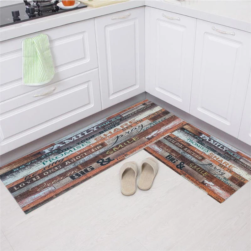 Easy To Clean Non-slip Long Kitchen Mat Home Bathroom Bedroom Floor Mats Carpet Dustproof Silk Loop DIY Entrance PVC Kitchen Mat