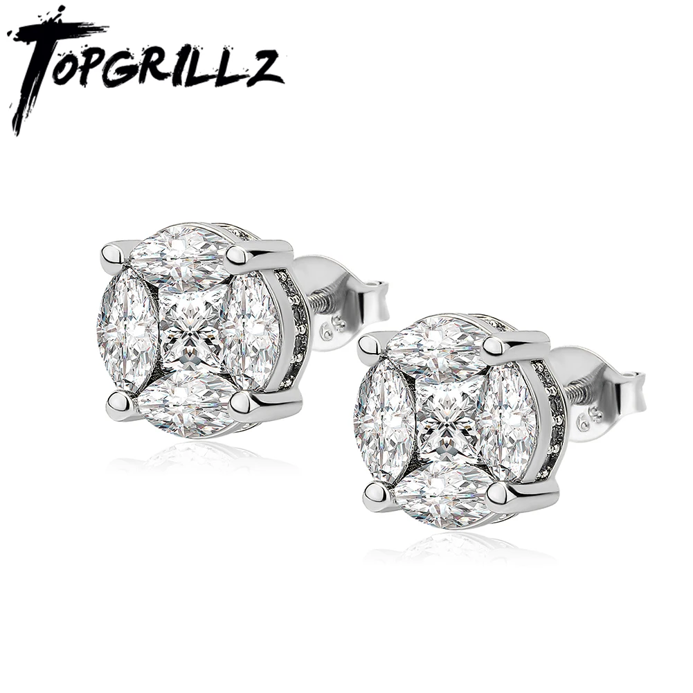 

TOPGRILLZ новые круглые серьги-гвоздики серьги с кубическим цирконием для женщин 2021 классические ювелирные изделия для подарка на день рождения