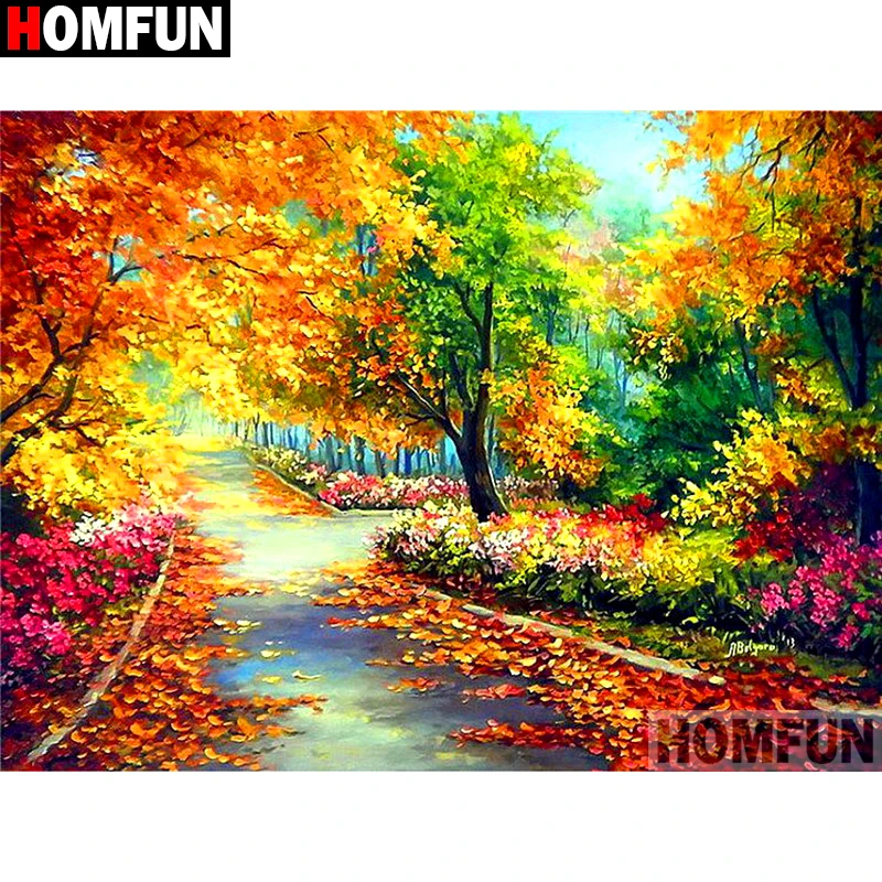 HOMFUN Pittura Diamante Punto Croce Modello 5D Diamante Ricamo \