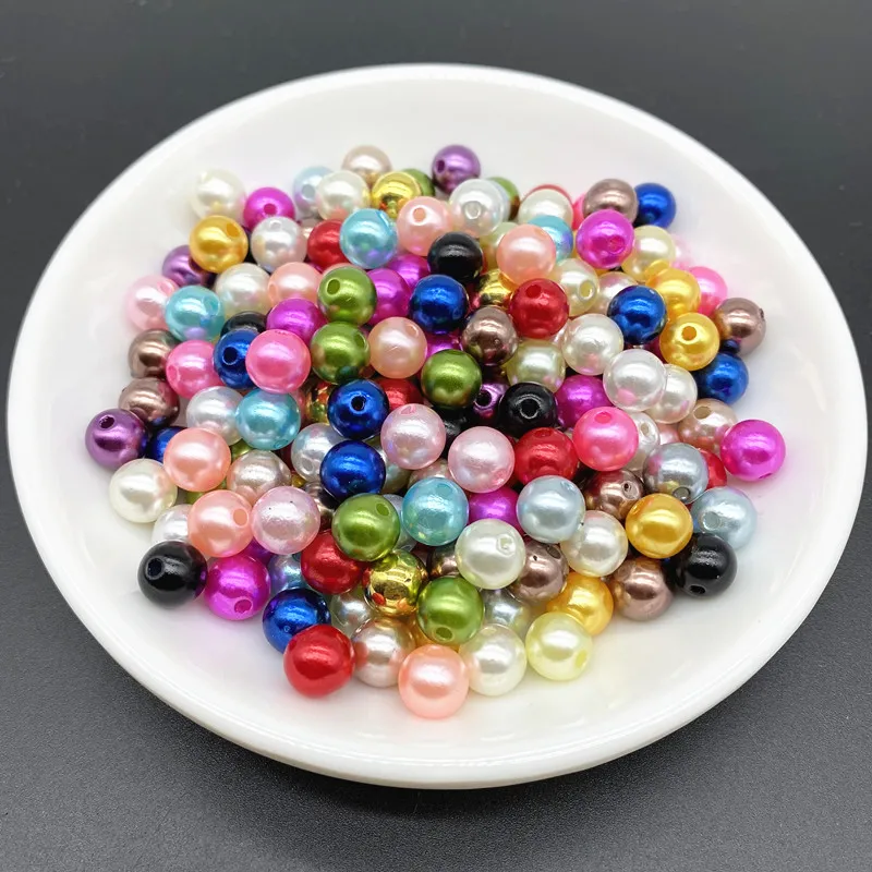 4 6 8 10mm Imitation Pearl Acrylic Beads Loose Spacer Round Bead Necklace bracelet pendant earrings Jewelry Making DIY Accessory