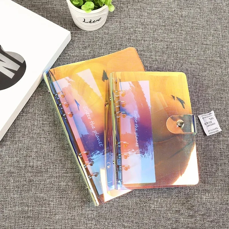 A5/A6 PVC Loose-Leaf Notebook Folder Bag Sticker Holder 6 Holes Binder Transparent Organizers Planners Business Diary Storage Po