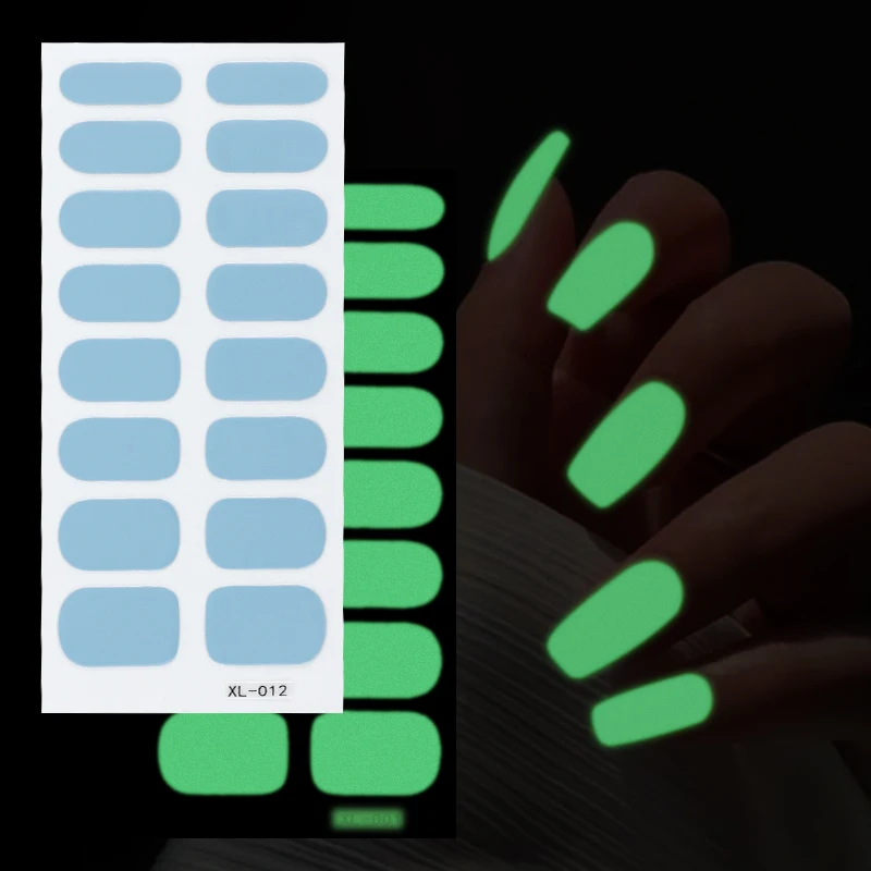 Dropshipping Colorful Nail Sticker Luminous Nail Art Decor Stickers for Nail Decoration Full Cover Nail Wraps For Hallween Gift