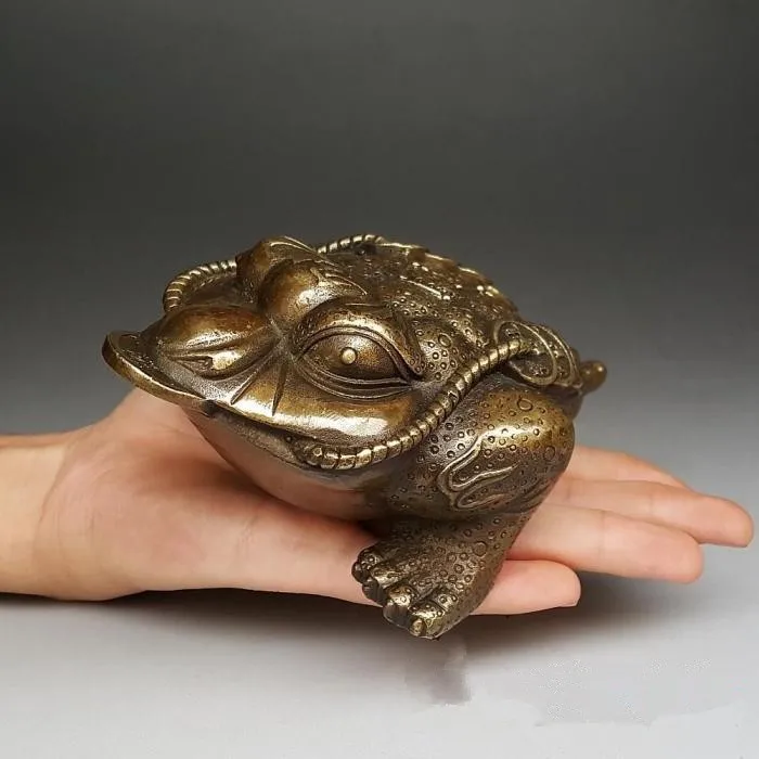 

Vintage made pure copper Golden Toad, exquisite workmanship, pulp wrapping and moisturizing home furnishings