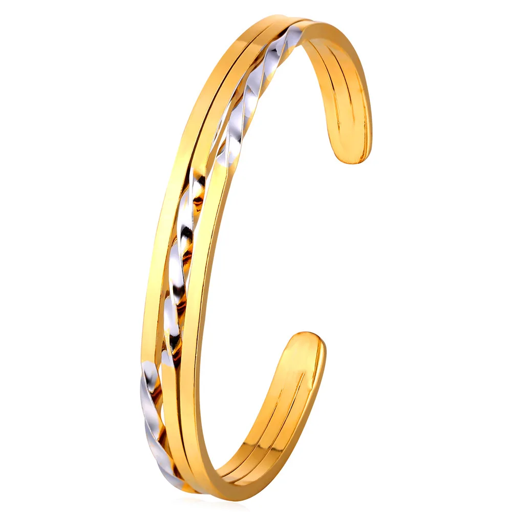 

Chainspro Two Tone Gold Color Bangles For Women Fashion Jewelry Wholesale Multi Layer Simple Style Cuff Bracelets & Bangles H212