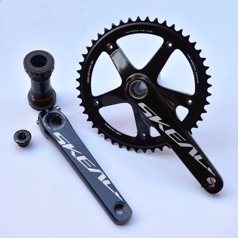 SKEACE Bicycle Hollow Integrated Crankset Fixed Gear Bike Crankset 48T 165mm Fixie Bike Single Speed Chainwheel Chainring