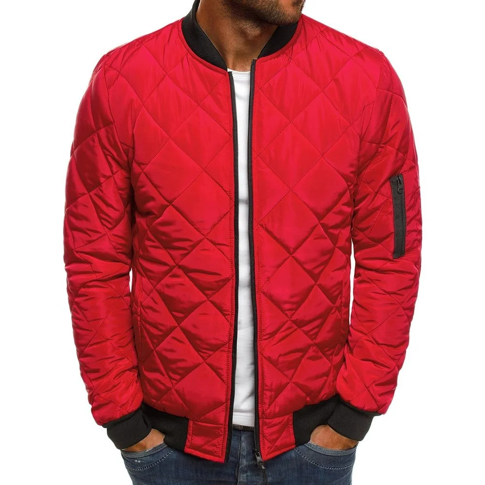 Parka coupe-vent à carreaux pour hommes, veste décontractée, pardessus coupe-vent, vestes à glissière, vêtements pour hommes, hiver, nouveau