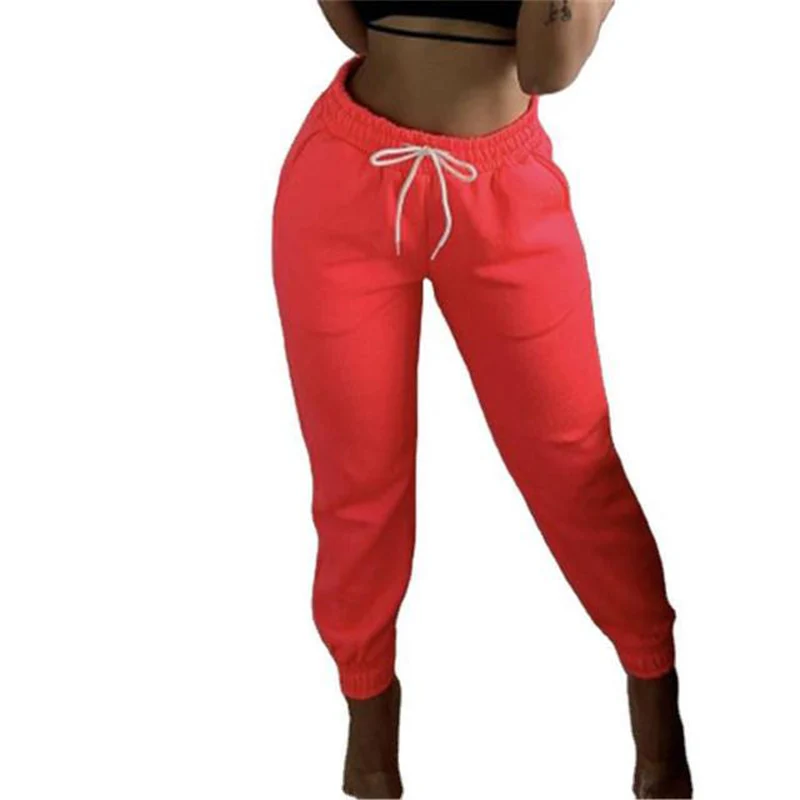 Women Bandage High Waisted Soft Skinny Elastic Stretchy Bowknot Slim Jeggings Summer Casual Drawstring Trousers