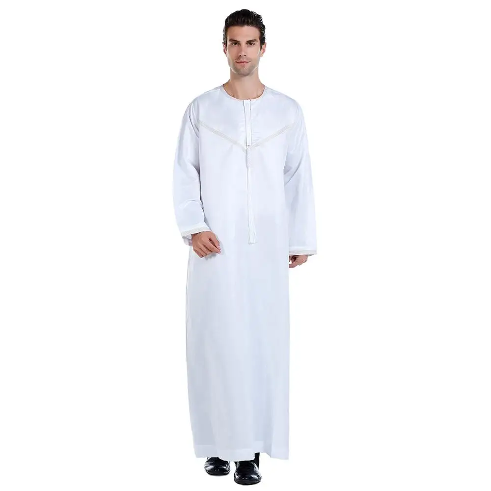 Hanyimidoo Muslim Abaya for Men Jubba Thobe Middle East Long Robes Kaftan Arab Dubai Adult Long sleeve Islamic Clothing