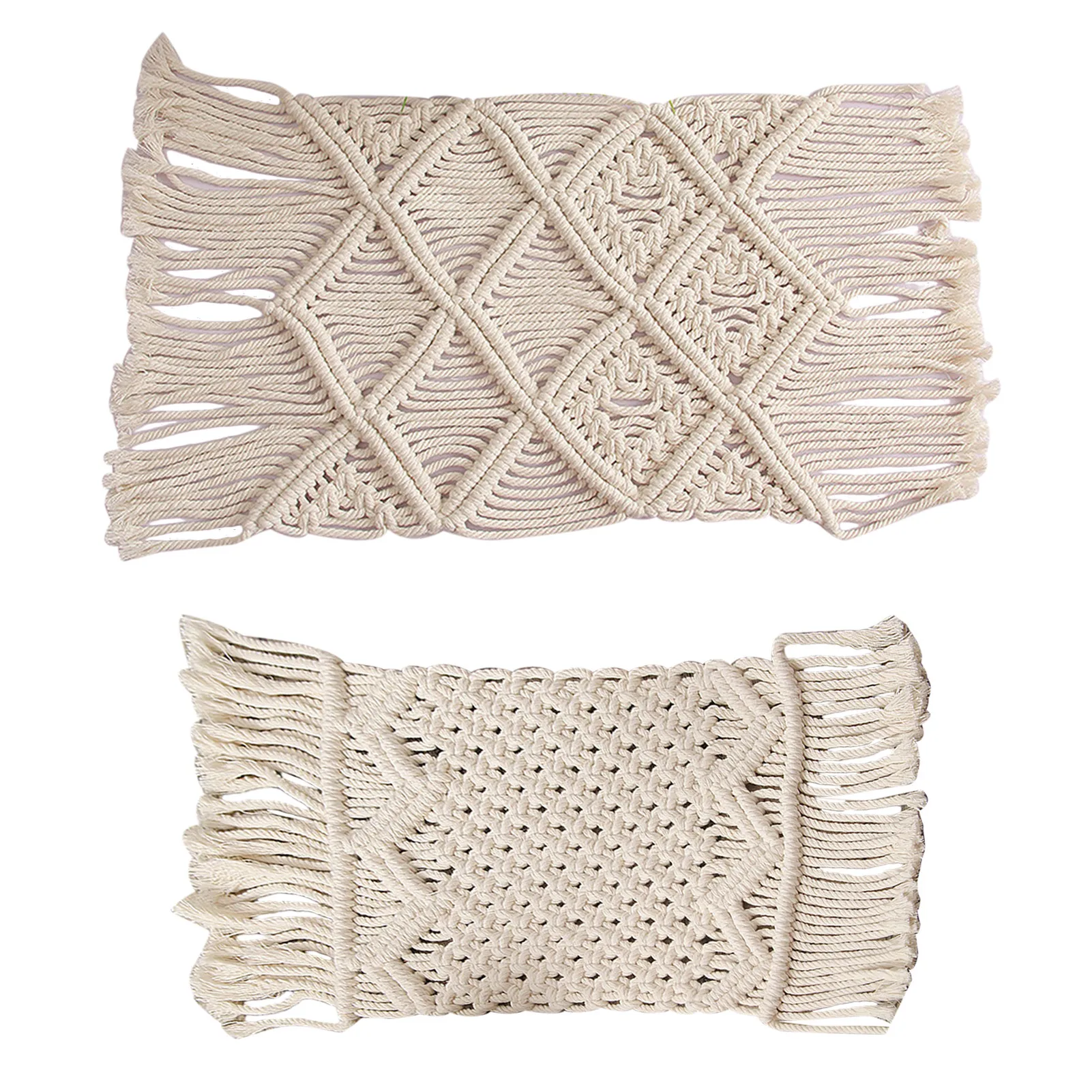 Cotton Braid Coasters Woven Mats With Tassel Insulation Coffee Pad Placemat Non-slip Handmade Macrame Cup Cushion Mat for Table