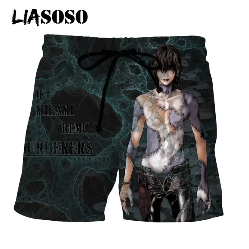 LIASOSO 3D Print Unisex Japan Hot Anime Death Note Men\'s Cool Shorts Streetwear Beach Casual Shorts Loose Boardshorts Trousers