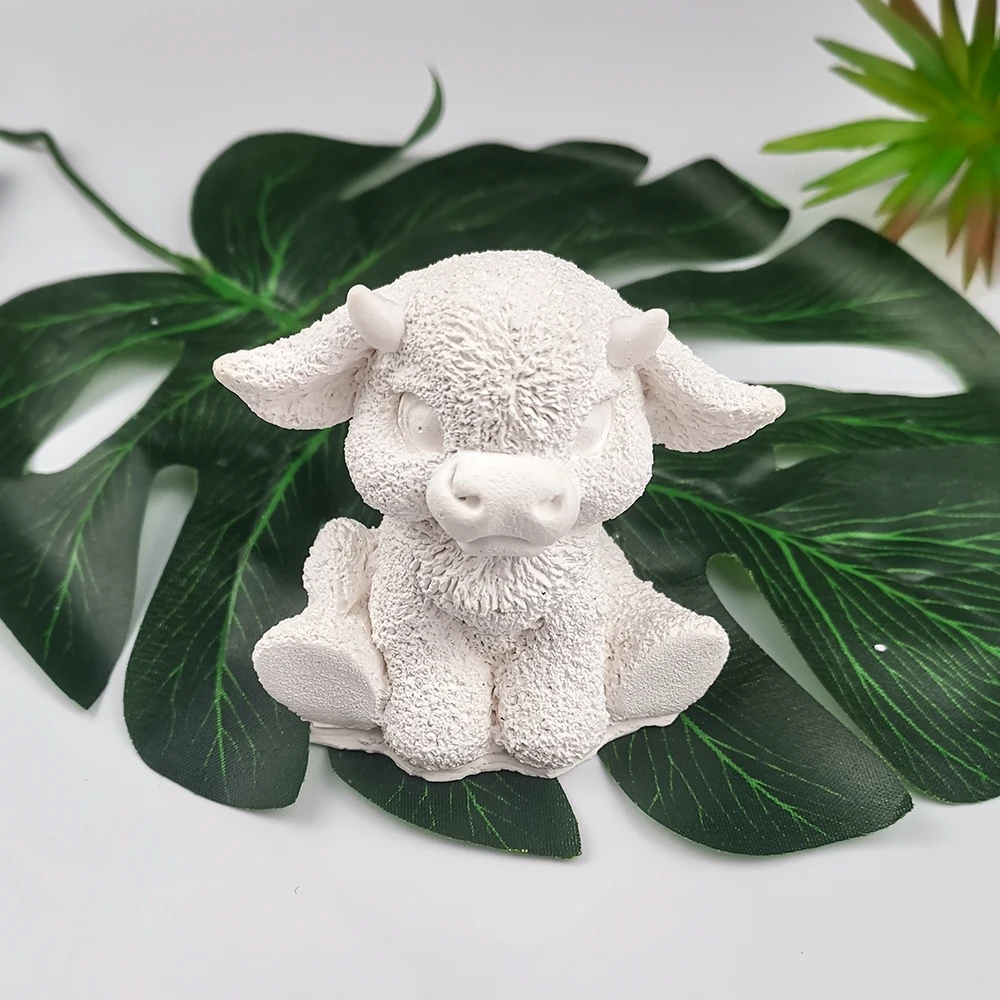 Cow Silicone Mold for 3D Plaster, Animal of Gypsum, Candle Form, Aroma Resin, DIY Handmade Crafts Tools