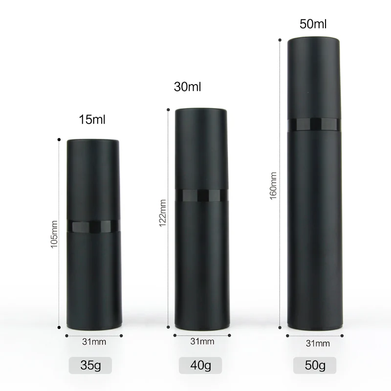 20PCS/lot 15ML 30Ml 50ML Plastic Emulsion bottles spray bottle matte black vacuum bottle Airless Pump Vacuum Container