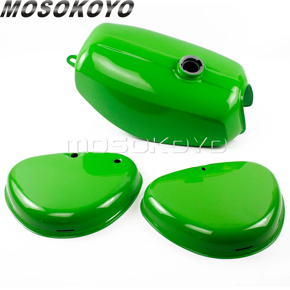 1 Set Motorcycle Light Green Oil Fuel Tank w/  Right + Left Side Cover Guards for Simson S50 S51 S70  (190830, 200655)