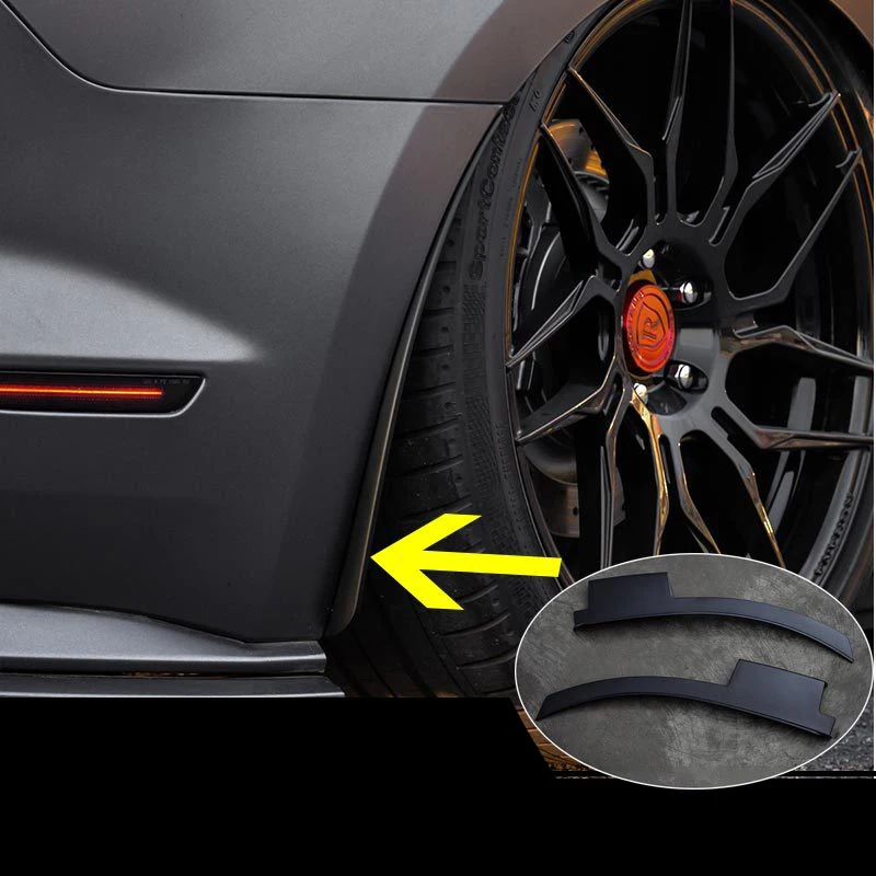 QHCP Fenders PP Plastic Black 1Pair Car Mud Flaps Splash Guards Rear Wheel Mudguards For Ford Mustang 15-22 Exterial Accessories